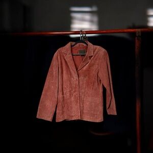 Women's Leather Suede Blazer Jacket - Pink Size Large. Perfect Condition